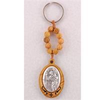 Rosary Key Ring, Olive Wood, St. Christopher, # 97914