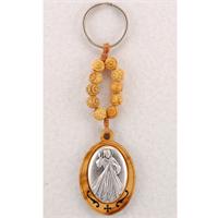Rosary Key Ring, Olive Wood, Divine Mercy, # 97915