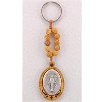 Rosary Key Ring, Olive Wood, Miraculous Medal, # 97918