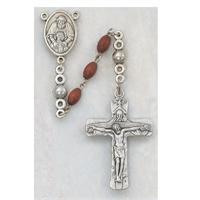 4x6mm Brown Wood Beads, Trinity Rosary, # 97943