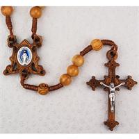 7mm Olive Wood Rosary, Miraculous Medal Center, # 97953
