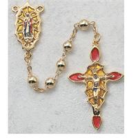 Guadalupe Rosary, Gold Plated Beads, Enameled Crucifix & Center, # 98050