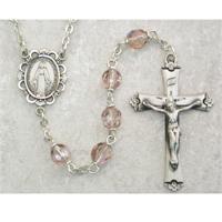 6mm AB Light Amethyst Birthstone Rosary for June, Sterling Crucifix and Center, # 98082