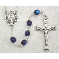 6mm AB Sapphire Birthstone Rosary for September, Sterling Crucifix and Center, # 98084