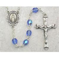 6mm AB Zircon Birthstone Rosary for December, Sterling Crucifix and Center, # 98086