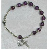 6mm Genuine Amethyst Rosary Bracelet, Sterling Silver Medals, # 98209