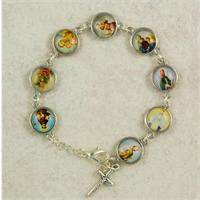 7-1/2" Patron Saint Bracelet, Silver Oxide Finished, # 98257