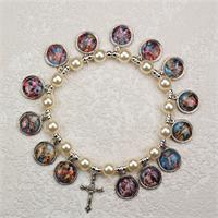 7mm Pearl Stations of the Cross Stretch Bracelet, # 98258