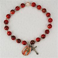 Adult Stretch, 2- Decade Rosary Bracelet, Faux Venetian, Guadalupe, # 98263