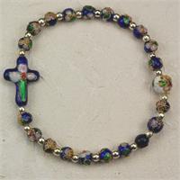 Adult Stretch, 2- Decade Rosary Bracelet, Blue Cloisonne, # 98269