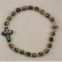 Adult Stretch, 2- Decade Rosary Bracelet, Black Cloisonne, # 98270