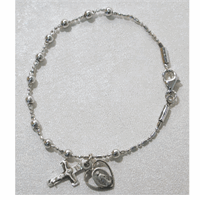 3mm All Sterling Silver Rosary Bracelet, # 98291