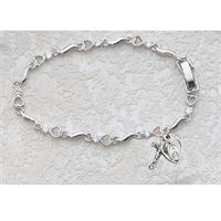 Rhodium Plated Heart w/ Crystal Bracelet, # 98304