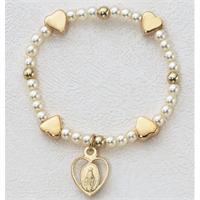 Baby Stretch Bracelet, Gold on Sterling Silver Miraculous Medal, # 98337