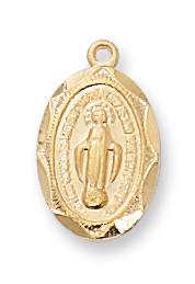 Oval Gold on Sterling Silver Baby Miraculous Medal, # 98360