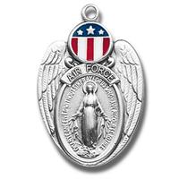 Air Force / Miraculous Medal in Sterling, #27103, 1-1/8", 24" chain.