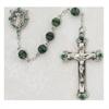 Irish Rosary, Green & Black Beads, Enameled Sterling Crucifix and Center, # 20078