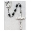 Rosary, 4x6m Black Glass, Pewter Crucifix & Center, # 98067