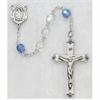 7mm Crystal & Blue Pewter Rosary, # 20181