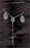 Auto Rosary w/ Three Medals, Red Glass, # 41116