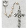 Rosary, 6mm Glass Pearl, Silver Oxide Finished Crucifix and Center, # 8065