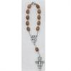 Auto Rosary, Silver Oxide Crucifix and Center, Franciscan Olive Wood, # 94883