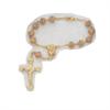 Auto Rosary, Silver Oxide Crucifix and Center, Beige Glass, # 94945