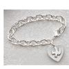 Sterling Plate & Rhodium Dove / Heart Bracelet, # 95543