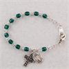 Baby Irish Rosary Bracelet, 4mm Green AB Crystals, Sterling Silver Medals, # 98348