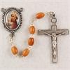 St. Christopher Rosary, Olive Wood Beads, Pewter Crucifix and Center, # 97706