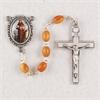 St. Francis Rosary, Olive Wood Beads, Pewter Crucifix and Center, # 97713