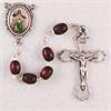 St. John Apostle Rosary, Brown Wood Beads, Pewter Crucifix and Center, # 97716