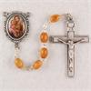 St. Joseph Rosary, Olive Wood Beads, Pewter Crucifix and Center, # 97717
