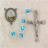 Our Lady of Fatima Rosary, Aqua Beads, Pewter Crucifix and Center, # 97732