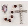 Divine Mercy Rosary, Red Marble Glass Beads, Pewter Crucifix and Center, # 97735