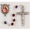 Sacred Heart of Jesus Rosary, Ruby Crystal Beads, Pewter Crucifix and Center, # 97737