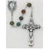 Rosary, 6mm Genuine India Agate, Satin Silver Pewter Crucifix and Center, # 97740