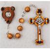 Rosary, 7mm Olive Wood Beads on Chain, St. Benedict # 97951