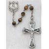 Rosary, 6mm Genuine Tiger Eye, Satin Silver Pewter Crucifix and Center, # 97989