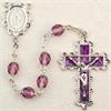 6mm Dark Amethyst Birthstone Rosary for February, Enameled Crucifix and Center, # 98089