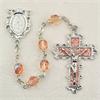 6mm Rose Birthstone Rosary for October, Enameled Crucifix and Center, # 98097