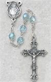 6mm Aqua Birthstone Rosary for March, Silver Oxide Crucifix and Center, # 98102