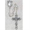 6mm Crystal Birthstone Rosary for April, Silver Oxide Crucifix and Center, # 98103