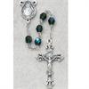 6mm Emerald Birthstone Rosary for May, Silver Oxide Crucifix and Center, # 98104
