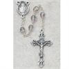 6mm Light Amethyst Birthstone Rosary for June, Silver Oxide Crucifix and Center, # 98105