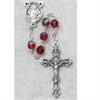 6mm Ruby Birthstone Rosary for July, Silver Oxide Crucifix and Center, # 98106