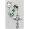 6mm Peridot Birthstone Rosary for August, Silver Oxide Crucifix and Center, # 98107