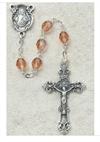6mm Rose Birthstone Rosary for October, Silver Oxide Crucifix and Center, # 98109