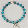 Adult Stretch 2- Decade Rosary Bracelet, Faux Venetian, Aqua, # 98260