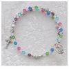 Tin Cut Multi Color Wrap Youth Rosary Bracelet, Sterling Silver Medals, # 98302